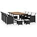 Set Mobili Per Esterni 33 Pz Nero Polyrattan E Legno Di Acacia - Foto miniatura 1