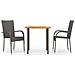 Set Mobili da Pranzo per Giardino 3 pz Polyrattan Marrone - Foto miniatura 1