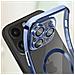 Cover Magsafe Per Iphone 14 Pro Silicone Protezione Fotocamera Bordo Cromato Blu - Foto miniatura 5