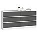 Cassettiera K160, 6 cassetti, 160x40x77 cm, Colore Bianco e Grigio Grafite - Foto miniatura 1