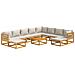 Set Salotto Giardino 11pz Cuscini Grigio Chiaro Legno Massello - Foto miniatura 4