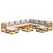 Set Salotto Giardino 11pz Cuscini Grigio Chiaro Legno Massello - Foto miniatura 1