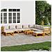 Set Salotto Giardino 11pz Cuscini Grigio Chiaro Legno Massello - Foto miniatura 10