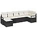 Set di Divani da Giardino  a 7 Pezzi con Cuscini Nero Polyrattan, Divano Giardino a 2 Posti  con Cuscini Nero Polyrattan - Foto miniatura 1