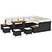 Set Divano Giardino 13 Pezzi con Cuscini Polyrattan Nero Acacia, Set Pranzo Giardino 4 Pezzi con Cuscini Polyrattan Nero Acacia - Foto miniatura 1