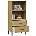 Libreria 2 Cassetti Marrone 60x35x128,5 Cm Legno Massello Oslo - Foto miniatura 3
