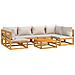 Set Salotto Giardino 7pz Cuscini Grigio Chiaro Legno Massello - Foto miniatura 2