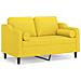 Divano A 2 Posti Con Cuscini Giallo Chiaro 120 Cm In Tessuto - Foto miniatura 2