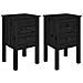 Lusso Casadino -  Comodini 2 Pz Nera 40x35x61,5 Cm In Legno Massello Di Pino - Foto miniatura 1
