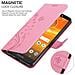 Custodia Compatibile Con Motorola Moto E5 Plus In Rosa Fiore - Coperchio Protettivo In Design Floreale Con Chiusura Magnetica, Funzione Stand E Slot Per Carte - Foto miniatura 4