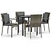 Set Da Pranzo Giardino 5pz Nero E Grigio Con Cuscini Polyrattan - Foto miniatura 2