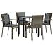 Set Da Pranzo Giardino 5pz Nero E Grigio Con Cuscini Polyrattan - Foto miniatura 3