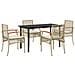 Set da Pranzo da Giardino 5 pz con Cuscini Beige in Polyrattan - Foto miniatura 1