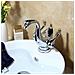 Rubinetto per lavabo da bagno, Blackswan, tipo M257 Lebada, modello cromato con motivo in ceramica bianca, misura 22 cm - Foto miniatura 3