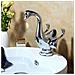 Rubinetto per lavabo da bagno, Blackswan, tipo M257 Lebada, modello cromato con motivo in ceramica bianca, misura 22 cm - Foto miniatura 4
