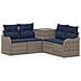 Set di divani 5 pz Grigio e Blu Navy Rattan sintetico e Acciaio - Foto miniatura 1