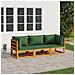 Set Salotto da Giardino 3pz con Cuscini Verdi in Legno Massello - Foto miniatura 2