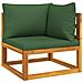 Set Salotto da Giardino 3pz con Cuscini Verdi in Legno Massello - Foto miniatura 3