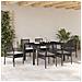 Set da Pranzo da Giardino 7 Pezzi con Cuscini Nero Poly Rattan - Foto miniatura 4