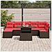 Set Divano da Giardino 8 pcs Marrone e Rosso polyrattan - Foto miniatura 3