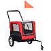 Rimorchio Bici E Carrello Jogging Per Animali 2-in-1 Rosso Nero - Foto miniatura 2