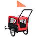 Rimorchio Bici E Carrello Jogging Per Animali 2-in-1 Rosso Nero - Foto miniatura 4