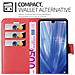 Custodia Compatibile Con Sharp Aquos R3 In Rosso Carminio - Coperchio Protettiva Con Chiusura Magnetica, Funzione Stand E Tasca Per Le Carte - Foto miniatura 3