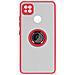 Cover Redmi 9c Bimateriale Anello In Metallo Funzione Supporto Rosso - Foto miniatura 1
