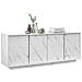 Mobile Multiuso Carrara - 4 Ante - Per Sala, Camera, Cucina, Ingresso - Bianco In Truciolare Melaminico, 180 X 43 X 79 Cm - Foto miniatura 3