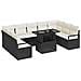 Set Divano da Giardino con 10 Pezzi e Cuscini in Rattan Nero,  Divano da Giardino per 2 Persone in Rattan Nero - Foto miniatura 1