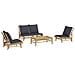 Set Salotto da Giardino 4pz con Cuscini Grigio Scuro Bambù - Foto miniatura 3