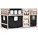 Letto a Soppalco Bambini con Tende Bianco e Nero 90x190 cm Pino - Foto miniatura 1