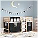 Letto a Soppalco Bambini con Tende Bianco e Nero 90x190 cm Pino - Foto miniatura 2