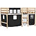 Letto a Soppalco Bambini con Tende Bianco e Nero 90x190 cm Pino - Foto miniatura 3