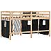Letto a Soppalco Bambini con Tende Bianco e Nero 90x190 cm Pino - Foto miniatura 6