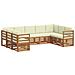 Set divani 9 pcs Naturale e Crema Legno di Acacia Massello - Foto miniatura 1