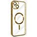 Cover Magsafe Per Iphone 13 Silicone Protezione Fotocamera Bordo Cromato Oro - Foto miniatura 2