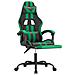 Sedia da Gaming Girevole con Poggiapiedi Nero Verde Similpelle - Foto miniatura 5