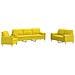 Set Di Divani 3 Pz Con Poggiapiedi Giallo Chiaro In Tessuto - Foto miniatura 2