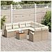 Set di divani da giardino  a 9 pezzi con cuscini beige in polyrattan e acacia, Divano da giardino a 2 posti  con vano e cuscini beige in polyrattan - Foto miniatura 3