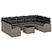 Set di divani da giardino 9 pezzi con cuscini in polyrattan nero, Divano da giardino 2 posti con contenitore e cuscini in polyrattan grigio - Foto miniatura 1