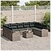 Set di divani da giardino 9 pezzi con cuscini in polyrattan nero, Divano da giardino 2 posti con contenitore e cuscini in polyrattan grigio - Foto miniatura 3