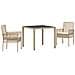 Set da pranzo da giardino 3 pezzi con cuscini in polyrattan beige - Foto miniatura 1