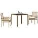 Set da pranzo da giardino 3 pezzi con cuscini in polyrattan beige - Foto miniatura 3