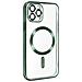 Cover Magsafe Per Iphone 12 Pro Silicone Protezione Camera Bordo Cromato Verde - Foto miniatura 2