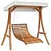Letto A Dondolo Con Tetto Massello Di Abete Finitura In Teak - Foto miniatura 2
