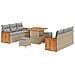 Set di divani da giardino  a 9 pezzi con cuscini Beige Polirattan Acacia, Divano da giardino a 2 posti  con cuscini Beige Polirattan, Set da pranzo da giardino a 3 pezzi con cuscini Beige Polirattan Acacia - Foto miniatura 1
