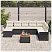 Set di divani da giardino 9 pezzi con cuscini in rattan nero e acacia - Foto miniatura 3