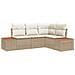 Set Divano Giardino 4 Pezzi con Cuscini Beige Polyrattan Acacia - Foto miniatura 1