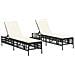 Lettini Prendisole 2 pz con Tavolino Nero in Polyrattan - Foto miniatura 3